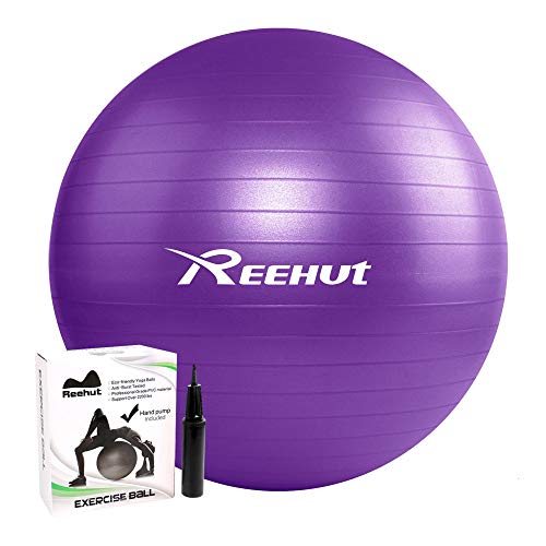 REEHUT Pelota de Ejercicio Pelota Pilates Gimnasia Fitness Anti-Burst con Bomba para Yoga Equilibrio Fitness Entrenamiento - 55cm 65cm 75cm