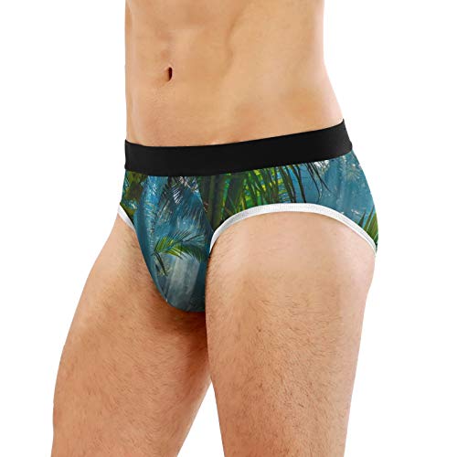 REFFW Estirar el bóxer del baúl de la luz de la mañana Hermosa Jungle Garden Bulge Pouch Calzoncillos para Hombre