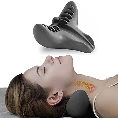 Relajante de Cuello y Hombros Almohada de Masaje de Cuello Almohada de tracción Cervical Almohada de Hombro de acupresión para aliviar el Dolor y Alinear la Columna Cervical(Black)