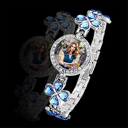 Reloj Azul Verde Púrpura con Foto Reloj Personalizado Reloj Personalizado con Imagen Reloj De Mujer Reloj Plateado Impermeable Reloj De Aleación Cumpleaños Aniversario Mejor Regalo