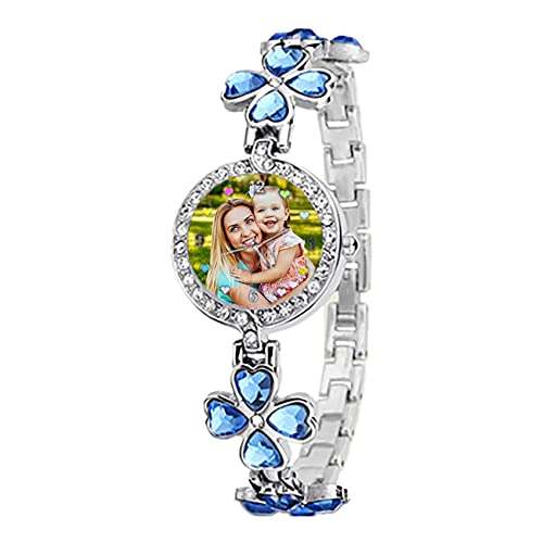 Reloj Azul Verde Púrpura con Foto Reloj Personalizado Reloj Personalizado con Imagen Reloj De Mujer Reloj Plateado Impermeable Reloj De Aleación Cumpleaños Aniversario Mejor Regalo