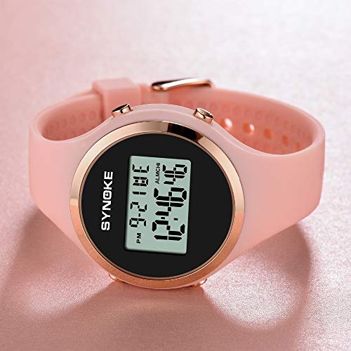 Relojes Digital Deportivo Multifunción Relojes Calendario Alarma Relojes Silicona para Mujeres Niñas, Rosa