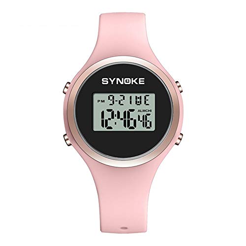 Relojes Digital Deportivo Multifunción Relojes Calendario Alarma Relojes Silicona para Mujeres Niñas, Rosa