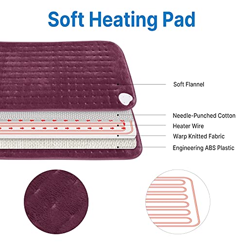 RENPHO Almohadilla Manta Eléctrica Térmica, 60x30cm Lavable Manta Térmica Eléctrica Espalda y Cuello, 3 Niveles de Calor, Apagado Automático,para uso También en Hombros, Brazos y Piernas - Rojo