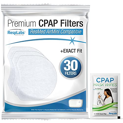 RespLabs Filtros CPAP, Compatibles con la Máquina CPAP de viaje AirMini de ResMed, Paquete de 30