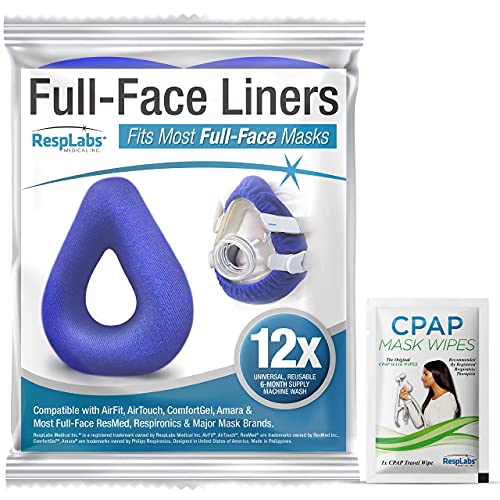 RespLabs Forros para CPAP Máscara Facial Completa - Paquete de 12, Universal - Fundas de cojín compatibles con las mascarillas ResMed AirFit, AirTouch, F20, F10, Mediana, Grande y Philips Respironics