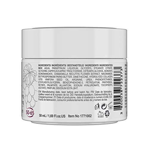 RevitaLAB - Crema hidratante antiarrugas de día y de noche con colágeno enriquecida con ácido hialurónico, L-arginina, retinol y un filtro UVA/UVB, franja de edad 50-65, 50 ml