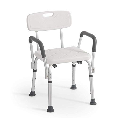 Rheab - Silla de ducha o baño con respaldo y reposabrazos extraíbles, altura regulable, soporte adicional para ancianos