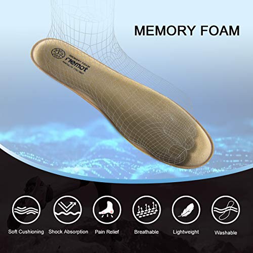 riemot Plantillas Memory Foam para Zapatos de Hombre y Mujer, Plantillas para Zapatillas Botas, Cómodas y Amortiguación para Trabajo, Deportes, Caminar, Senderismo W-Khaki-8