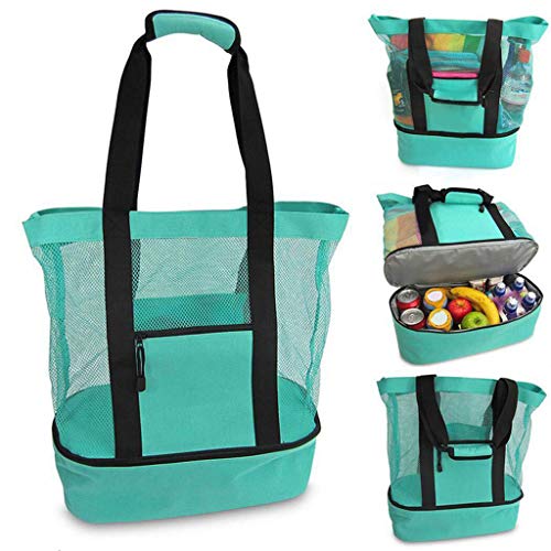 riou Bolsa de Playa Bolsa Grande de Malla de Playa - Bolso de Mano Hombro Reutilizable Ligero para Almacenaje Juguetes | Picnic | Playa | Natación | Camping | Almacenamiento Lavable y Transpirable