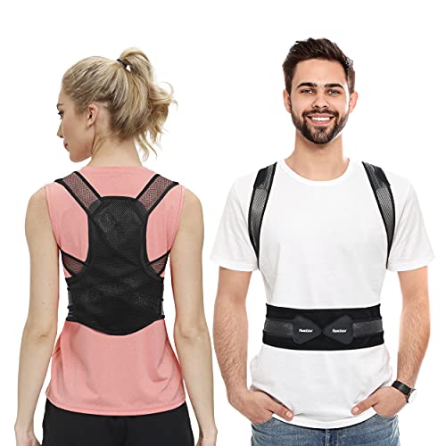 Roadbox Corrector de postura para la espalda, cómodo y transpirable, para hombre y mujer, una mejor postura corporal, alivio del dolor para ropa de ocio (negro, L (80-100 cm)