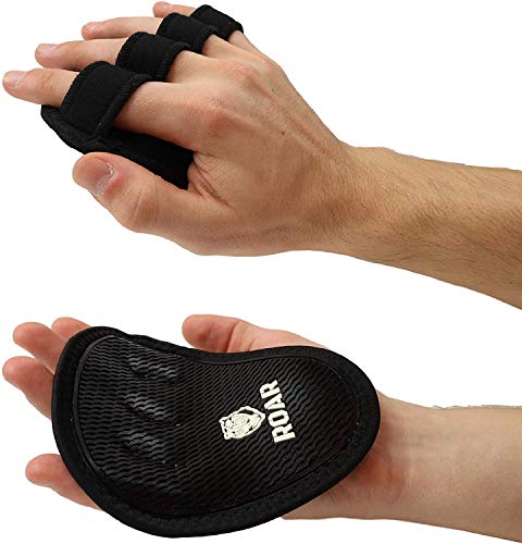 Roar® Guantillas Gimnasio, Grip Pad, Almohadilla Barra Gimnasio, Grip Power Pads, Grip Gym, Grip Gimnasio, Guantes Grip para Gym Hombre Y Mujer Fitness, Calleras Gimnasio, Gloves Gym (Negro)