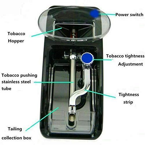 Rodillo de Cigarrillos eléctrico portátil, Dispositivo de Cigarrillos Totalmente automático, Duradero y Ajustable, con Adaptador de Carga (Azul)