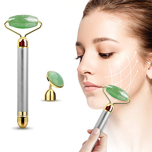 Rodillo De Jade, Achort Rodillo de masaje de jade, Eléctrico Facial Masaje, Masajeador Roller Tools Anti Aging Belleza Natural Dispositivo Herramienta, Para Cuello Cara Ojos Cabeza Cuerpo 2pcs