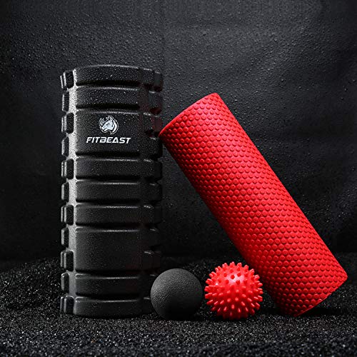 Rodillo Masaje Muscular de Hule para Profundos,Set 2-en-1 de Rodillo de Espuma, Foam Roller de Hule para Masaje Muscular, Terapia de Relajación Profunda, Relajar Piernas y Partes Cuerpo Adoloridas