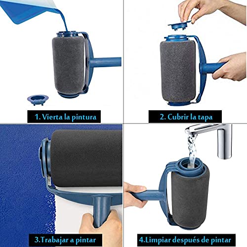 Rodillos de Pintura sin Costura 9 Pcs con Manija Extensible Multifunción para Pintar Pared en Casa y Oficina y Jardín