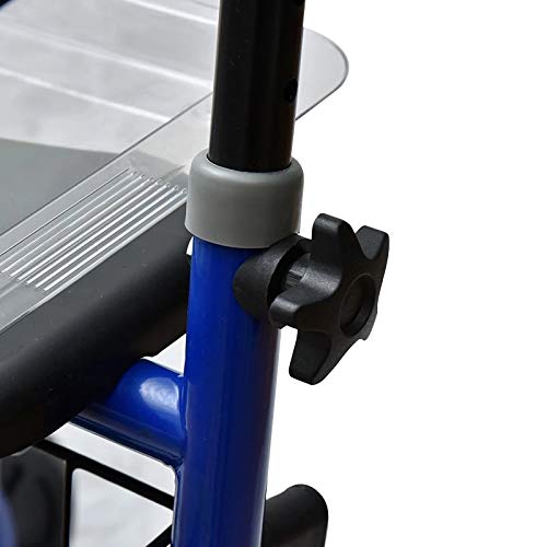 Rollator de acero plegable azul – Andador para personas mayores con 4 ruedas, asiento y frenos