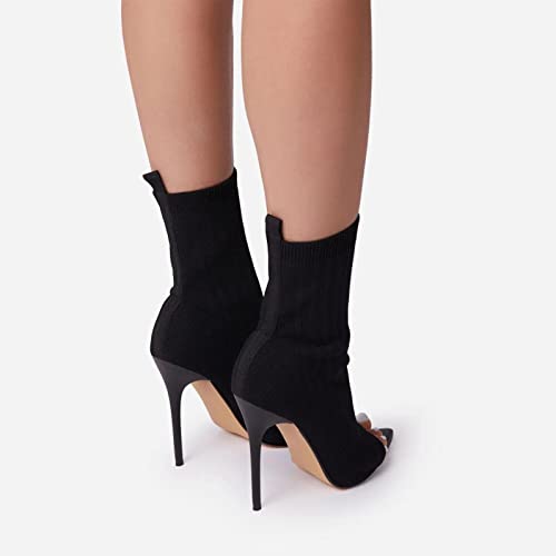 RTPR Botas de mujer de tacón alto para mujer, estilo retro, de ante y de media altura, botas cortas, botines de nuca, botas clásicas para mujer, Negro , 39 EU