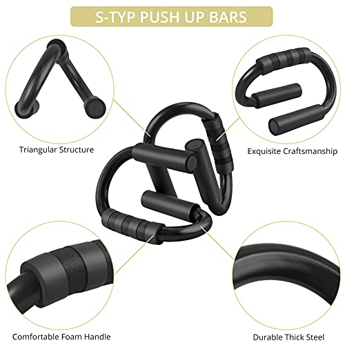 Rueda Abdominal, Anbte 6 en 1 Kit de Ejercitar con Rueda AB, Barra de Push-Up, Cuerda de Saltar, Banda de Ejercicio, Deslizadores de Core y Rodillera, para Entrenamientos Entrenamientos de Fuerza