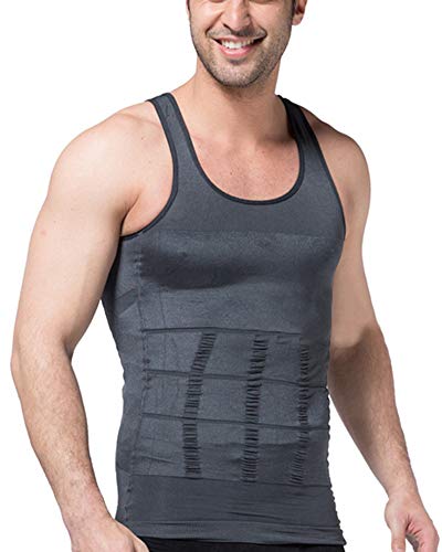 Runyue Chaleco para Hombre Cinturón Lumbar Termicas de Compresion Corsé Ropa Interior Gris S