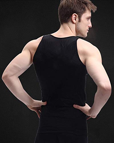 Runyue Chaleco para Hombre Cinturón Lumbar Termicas de Compresion Corsé Ropa Interior Negro 2XL