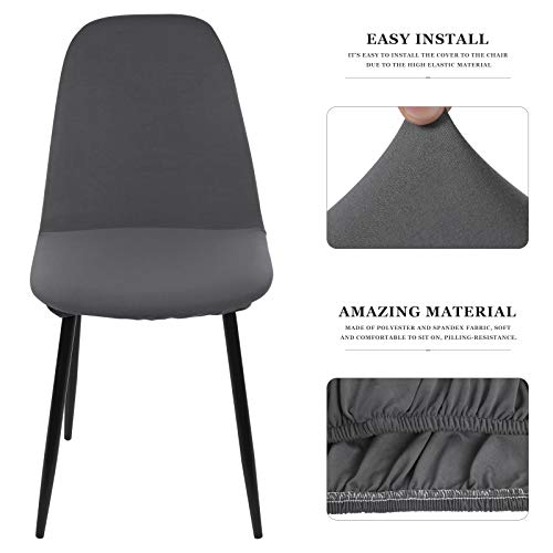 Ryoizen Funda para Silla Comedor Estilo Nórdico Funda de Silla Oficina Elásticas,Cubierta Universal sin Brazos para Cocina Restaurante Hotel Hogar(A-Grey 6 Pieces)