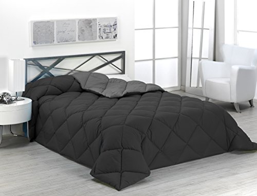 Sabanalia - Edredón nórdico de 400 g reversible (bicolor), para cama de 90/105 cm, color gris y negro