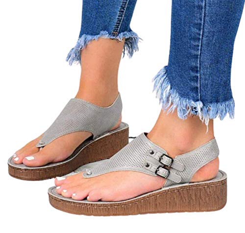 Sandalias de mujer Zapatillas de verano Cuero de PU Plataforma cómoda Suela plana Zapatos ortopédicos Suela plana Punta grande Sandalias de corrección del pie Sandalias de punta abierta Corrector orto