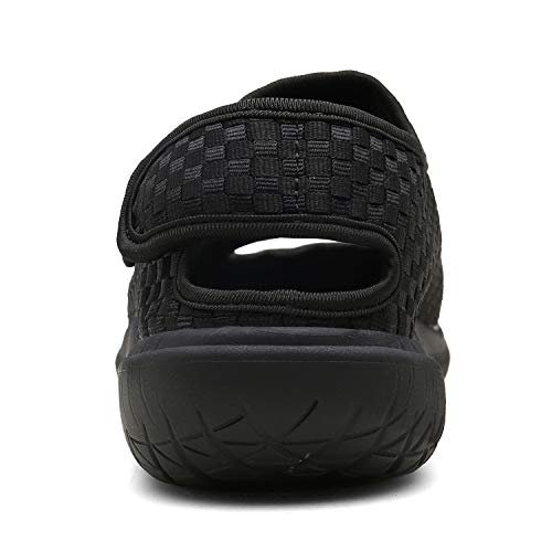 Sandalias Mujer Hombre Zapatillas de Estar por casa Zapatos Diabéticos Respirable Zapatillas Ortopédica para ensanchar Ajustable Cómoda Artritis Edema Zapatos hinchados Negro 40EU