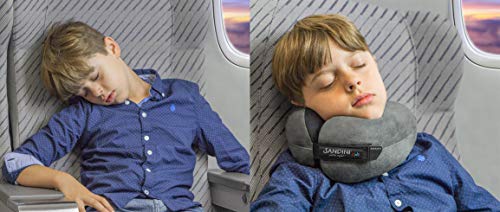 SANDINI TravelFix Kids Size – Almohada de Viaje Premium con Cierre/Almohada Cervical con función de Soporte ergonómico – Bolsa de Transporte con Clip de fijación Gratuita