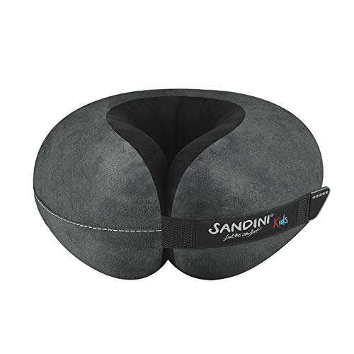 SANDINI TravelFix Kids Size – Almohada de Viaje Premium con Cierre/Almohada Cervical con función de Soporte ergonómico – Bolsa de Transporte con Clip de fijación Gratuita