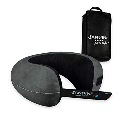 SANDINI TravelFix Kids Size – Almohada de Viaje Premium con Cierre/Almohada Cervical con función de Soporte ergonómico – Bolsa de Transporte con Clip de fijación Gratuita