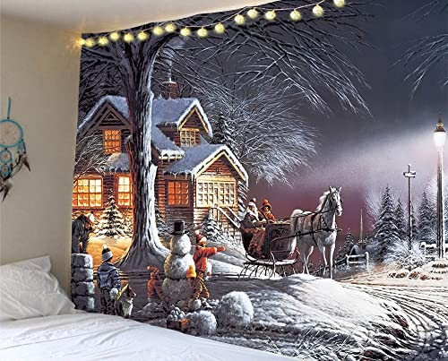 Santa muñeco de nieve Año Nuevo Decoración para colgar en la pared Medias de chimenea Regalo Manta de tela colgante A15 180x230cm