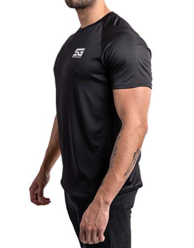 Satire Gym - Camiseta Deportiva Ajustada para Hombre/Camiseta Deportiva Estrecha y de Secado rápido, Camiseta Transpirable/Apta como Camiseta de Fitness y Culturismo.(Negro, S)