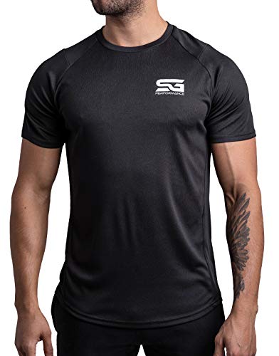 Satire Gym - Camiseta Deportiva Ajustada para Hombre/Camiseta Deportiva Estrecha y de Secado rápido, Camiseta Transpirable/Apta como Camiseta de Fitness y Culturismo.(Negro, S)