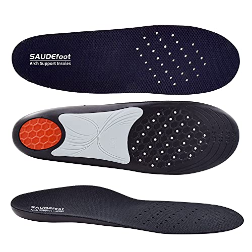 SAUDEfoot Plantillas ortopédicas para soporte de arco para hombres y mujeres, plantillas acolchadas para fascitis plantar, cómodas, suaves y transpirables (mujeres UK6 - 10 / EU37 - 41)