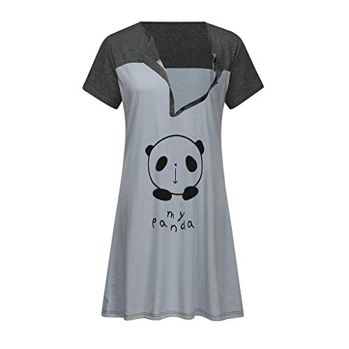 Sayla Ropa Premamá Verano de Mujer Vestidos Lactancia Embarazo Maternidad Manga Corta Linda ImpresióN CamisóN De EnfermeríA Vestido De Lactancia Ropa De Dormir