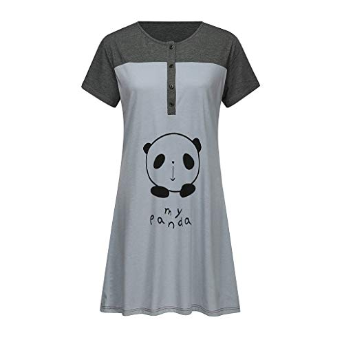 Sayla Ropa Premamá Verano de Mujer Vestidos Lactancia Embarazo Maternidad Manga Corta Linda ImpresióN CamisóN De EnfermeríA Vestido De Lactancia Ropa De Dormir