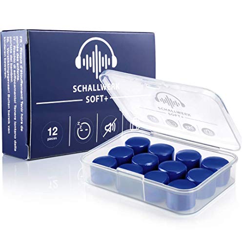 SCHALLWERK® Soft+ 12 tapones oidos silicona – soporte óptimo como protección auditiva para dormir – tapones oidos silicona dormir – supresión del ruido mediante tapones de silicona