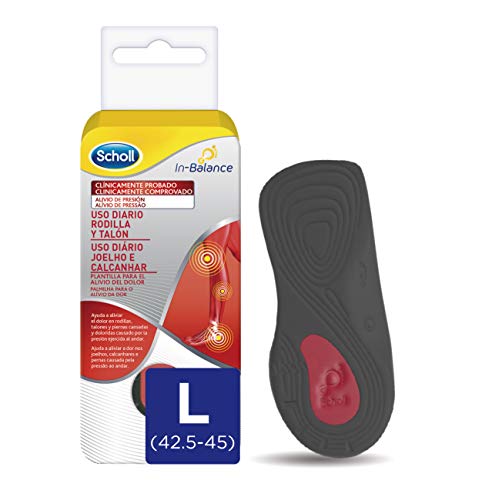 Scholl Plantilla In-Balance para el Alivio del Dolor de Rodilla y Talón, 1 par, talla L (42.5 - 45)