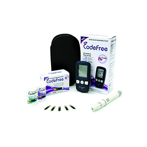 SD Codefree Glucometro Lector Medidor de niveles de glucosa y azucar en Sangre Kit de control de la Diabetes y la Glucemia en mg/dL (Monitor)