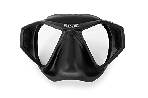 SEAC M70 máscara de Freediving y Pesca submarina en Apnea, con Volumen Interno reducido, Unisex-Adult, Negro, estándar