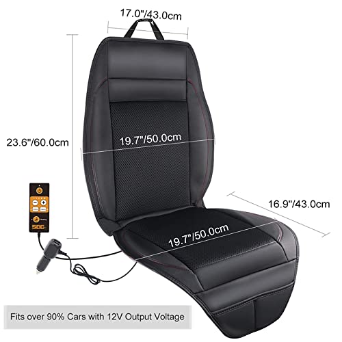 SEG Direct Cojín Inteligente para Asiento de Coche 3 en 1, Ventilación Vibratoria y Calentamiento para Conducir, con 5 Niveles Ajustables, 12V