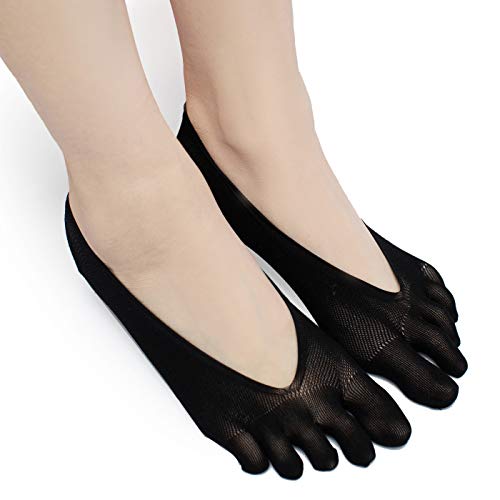 SendYouShine Mujer Respirable Calcetines del dedo del pie Compresión Calcetines Forro de Corte Ultra Bajo Antideslizante con lengüeta de gel Calcetines para correr yoga Ortopédicos Calcetines 36-42