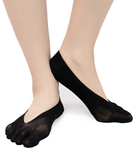 SendYouShine Mujer Respirable Calcetines del dedo del pie Compresión Calcetines Forro de Corte Ultra Bajo Antideslizante con lengüeta de gel Calcetines para correr yoga Ortopédicos Calcetines 36-42