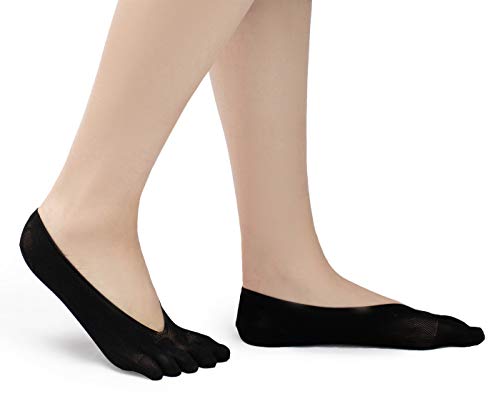 SendYouShine Mujer Respirable Calcetines del dedo del pie Compresión Calcetines Forro de Corte Ultra Bajo Antideslizante con lengüeta de gel Calcetines para correr yoga Ortopédicos Calcetines 36-42