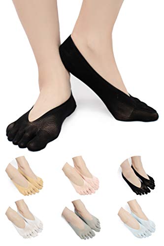 SendYouShine Mujer Respirable Calcetines del dedo del pie Compresión Calcetines Forro de Corte Ultra Bajo Antideslizante con lengüeta de gel Calcetines para correr yoga Ortopédicos Calcetines 36-42