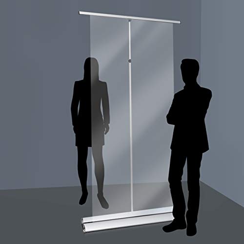 Separador transparente de suelo Altura regulable | Barrera Rollup Pared divisoria transparente del suelo base 85 cm altura regulable de 162 a 222 cm COV-ROLL085-R