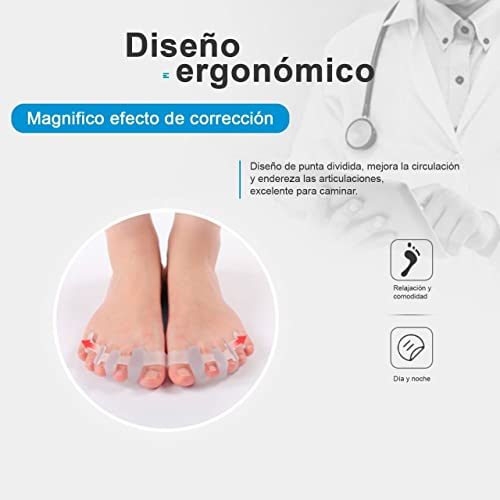 Separadores de dedos del pie | Corrector gel de silicona para Alivio del Dolor de juanetes | Separador dedo del pie para Hallux Valgus dedos de martillo y dedos superpuestos | Pack de 2 unidades