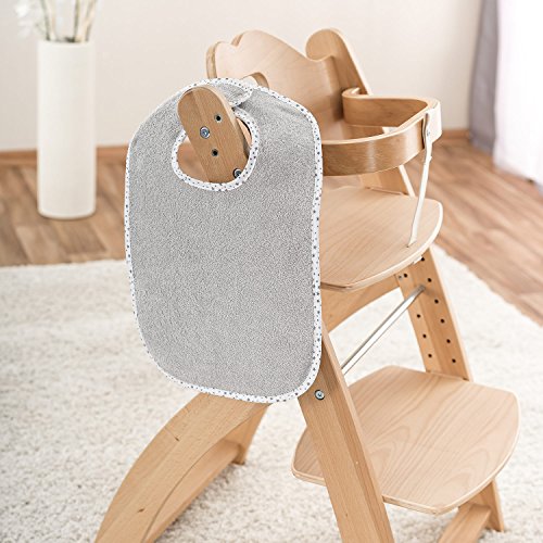 Set de 2 baberos para bebé Wörner - baberos de rizo con botón a presión ajustable | extra largo, absorbente, Certificado OekoTex - 100% algodón - Estrellas Gris